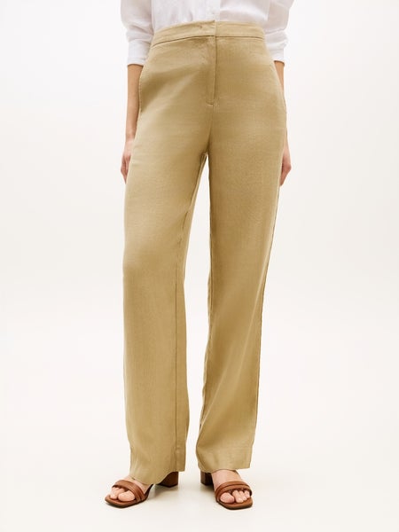 New Essential Linen Tailored Straight -housut